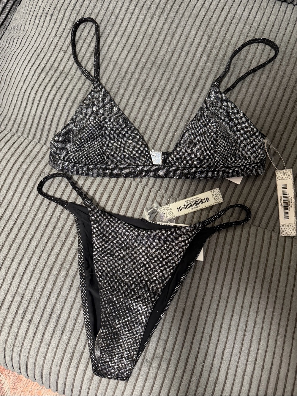 Devon Winsdor Black Silver Shimmery Bikini set